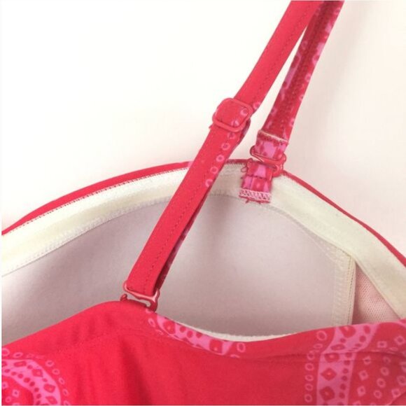 NEW! BODEN SORRENTO One Piece SWIMSUIT Red Paisley Size 8 Bandeau Style - Picture 8 of 8